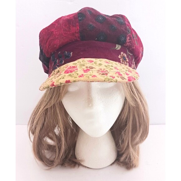 Gypsy Rose Boho Newsboy Cap Mixed Floral Print Patchwork 8 Piece O/S - Picture 2 of 12
